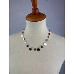 Multi Color Metal Disc Necklace Adjustable Silver Gold Tone